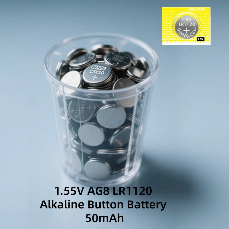 

1.55V AG8 LR1120 Alkaline Button Battery 50mAh Coin Cell for Watch Calculators LED Light Leak-Proof Design 191 LR55 391 SR1120SW