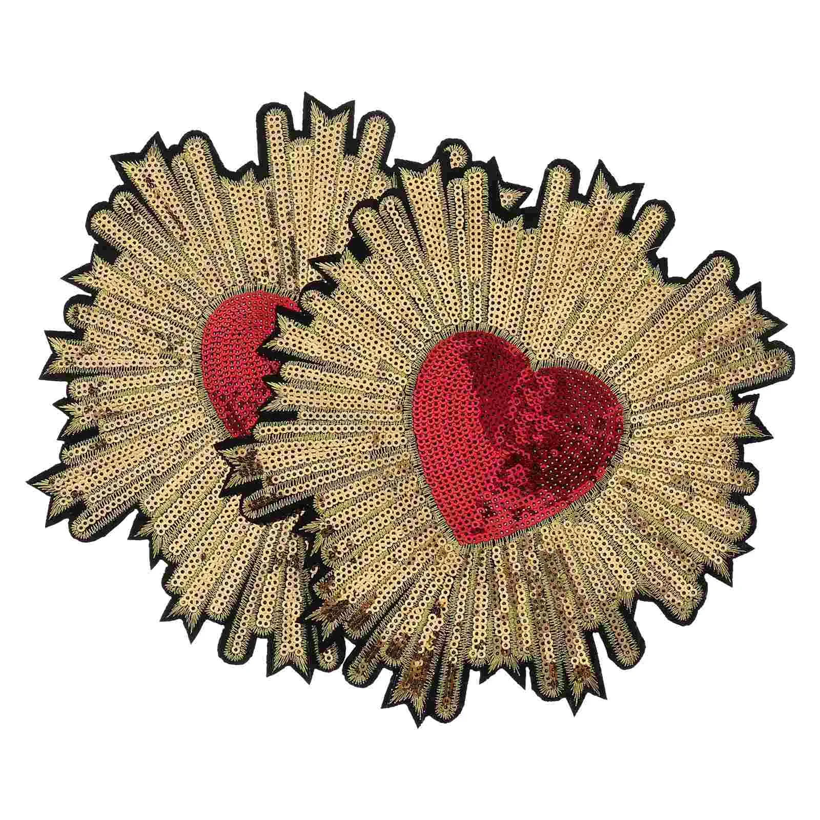 Parche bordado de amor de lentejuelas en forma de corazón, chaqueta de novia, apliques del Día de San Valentín, pegatinas de ropa de tela no tejida, 2 piezas