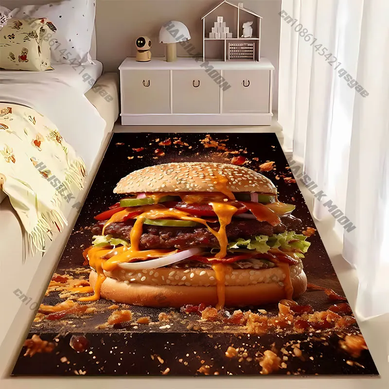 Delicious juicy burger explosion carpet Yoga living room room decor children's crawling mat doormat area rug games mat
