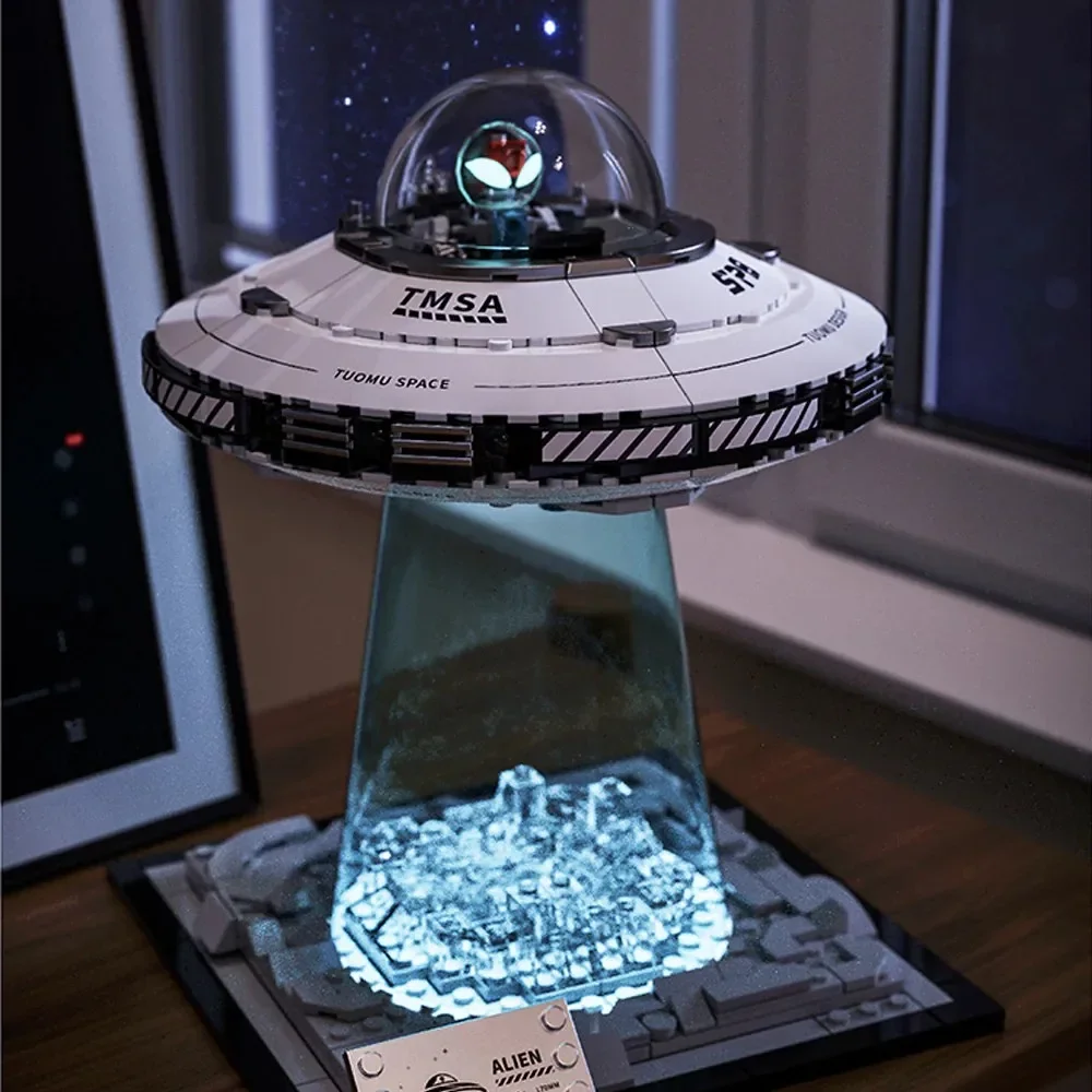 Blocs de construction de vaisseau spatial, Kit d'architecture d'éclairage UFO spatial, modèle d'astronaute spatial extraterrestre, jouet pour enfants
