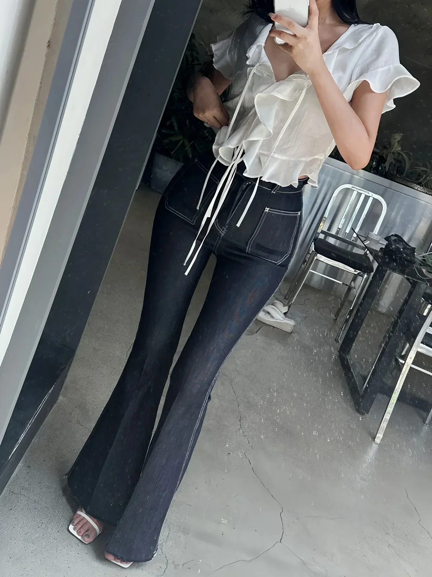 Hohe Taille Bell Bot Jeans Damen Winter Schlankheitshose Lange Legging Trendige Jeanshose Straight Fit Erwachsene Übergröße