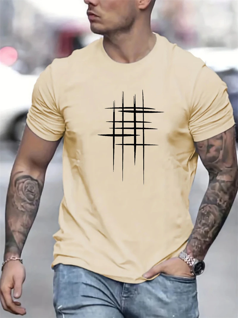 Simple Line Graphic T Shirts For Men Summer Fashion Short Sleeve O Neck 3D Printed T-shirts Loose Casual Breathable Tees Tops image 2