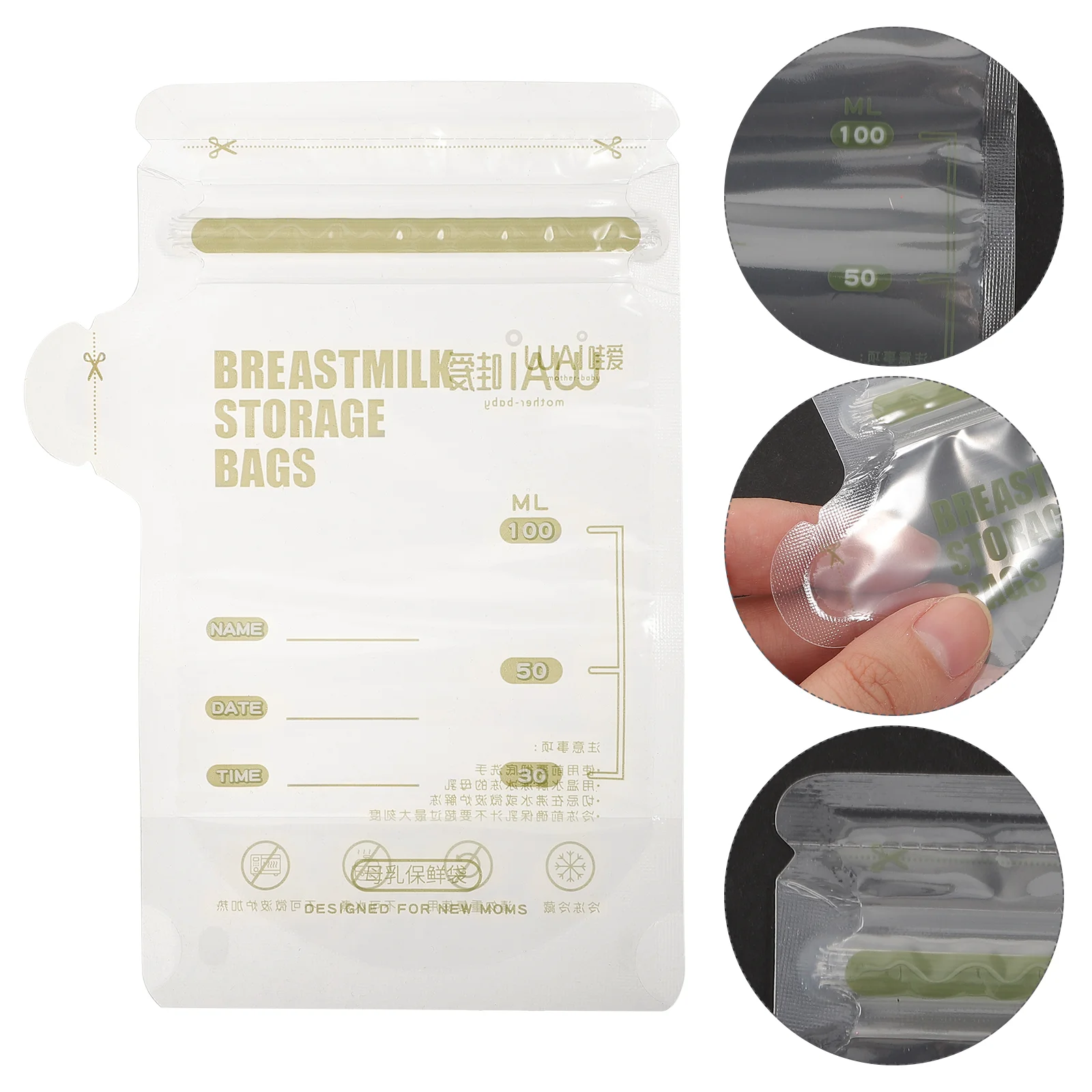 

30 Pcs Breast Milk Storage Bag Breastmilk Leakproof Baby Freezer Bags Pe Sealing Pouches for