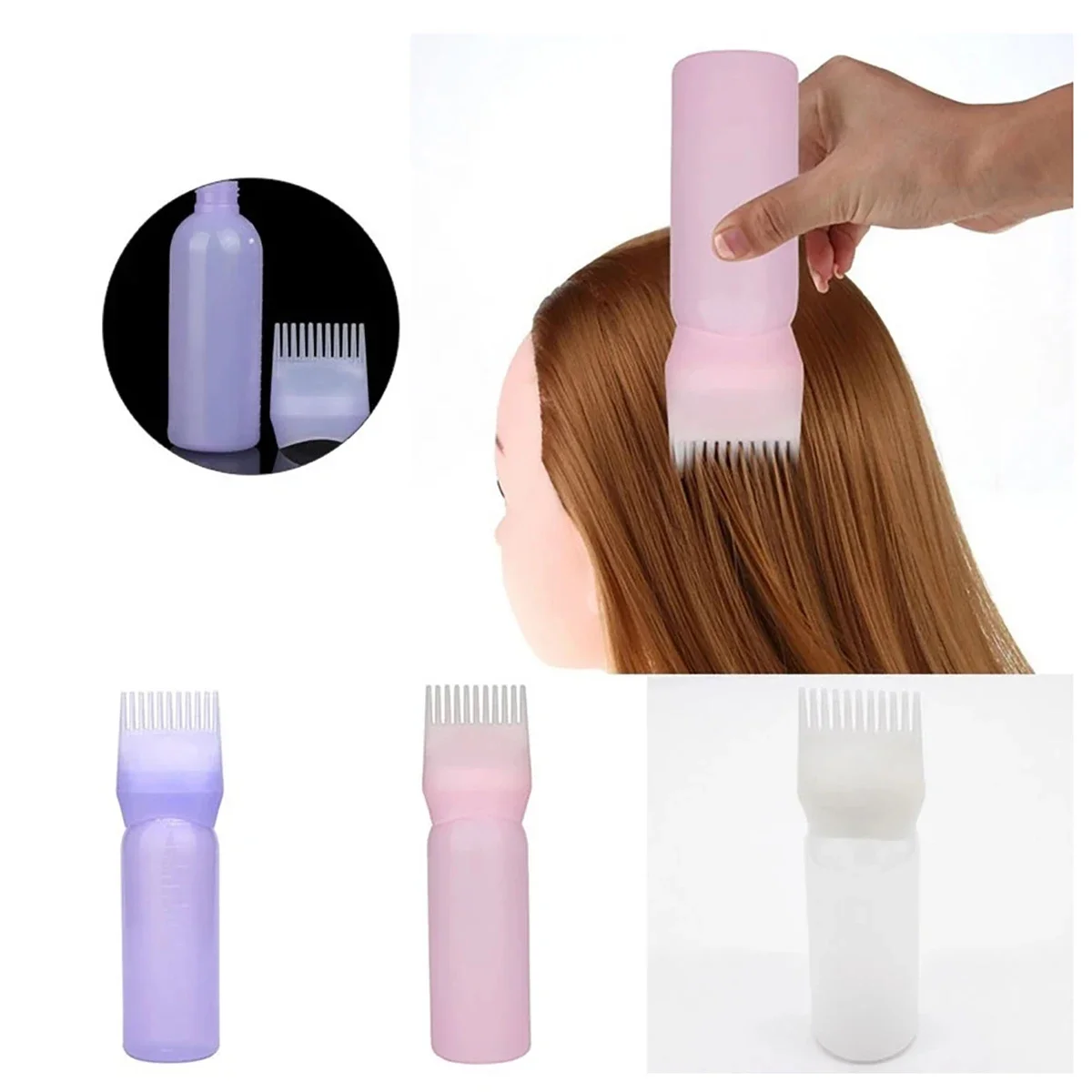 Barber Dyeing Bottle Shampoo Oil Applicator Brush Scalp Treament Applicator Bottle Salon Home DIY Hair Coloring Styling Tools