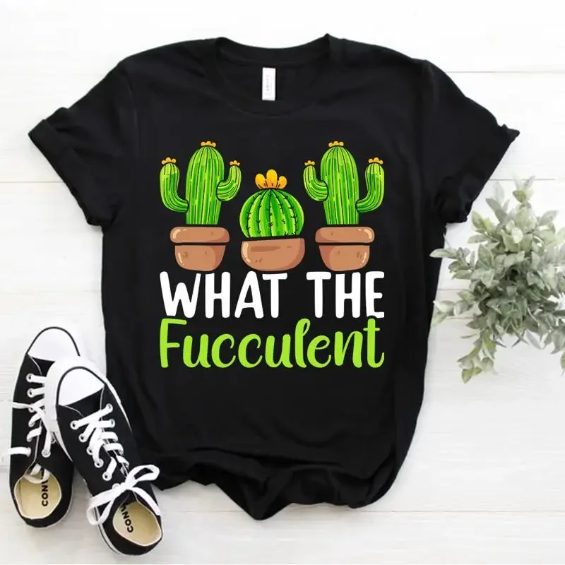 Cactus Succulent Funny Pot Gardener What the Fucculent Plant T Shirt Size S 5xl