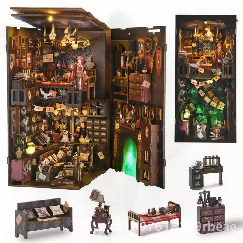 Support de livre en bois, bricolage, modèle de cabine, maison magique, Art assemblé en 3D, cadeau créatif pour les 14 ans et plus, jouet de Coordination mentale manuelle