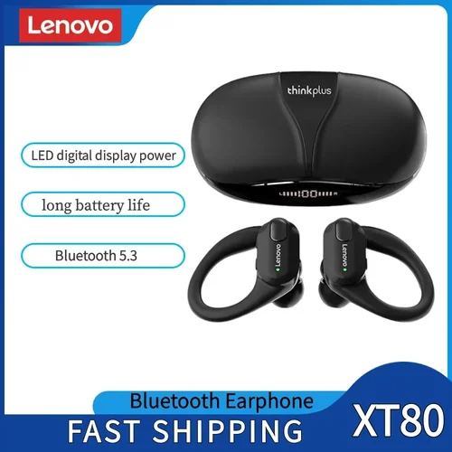 Auriculares inalámbricos Thinkplus XT80 originales, auriculares deportivos con Bluetooth 5,3, auriculares con reducción de ruido y ganchos para las orejas con micrófono