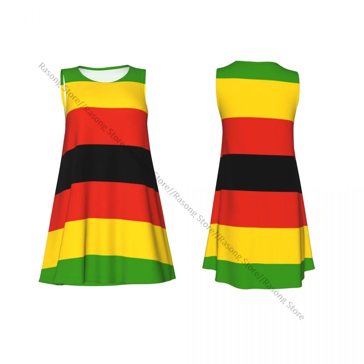 O cou sans manches au-dessus de la robe drapeau du Zimbabwe femmes décontracté genou robe femme robes Maxi