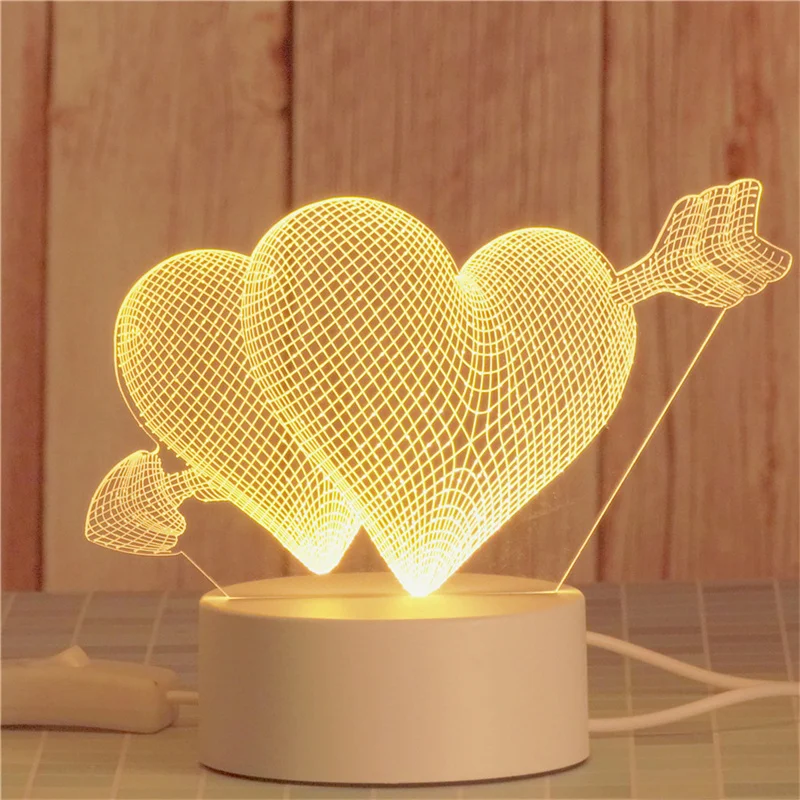 USB Powered 3D Acrylic LED Night Light Wedding Party Decor Neon Night Lamp Birthday Kid Valentine's Day Gifts Table Ornaments view 3