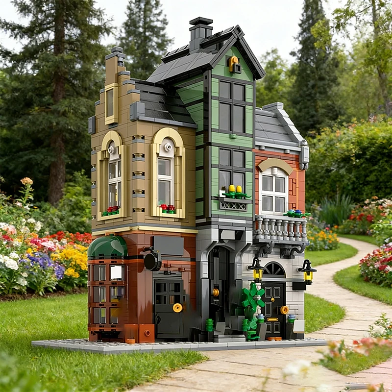 1781 ELEMENTÓW Dom Ulica Ulica MOC Personalizowany Modułowy Zestaw Klocków Kreatywny Projekt Edukacyjny Zabawka do Samodzielnego Montażu Prezent