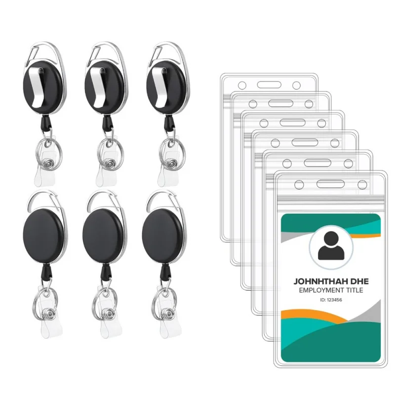With clasp and key ringIDBadge Set - Vertical transparent plastic4.16" x 2.83"The sleeve can accommodate up to3Card - Scaling24"