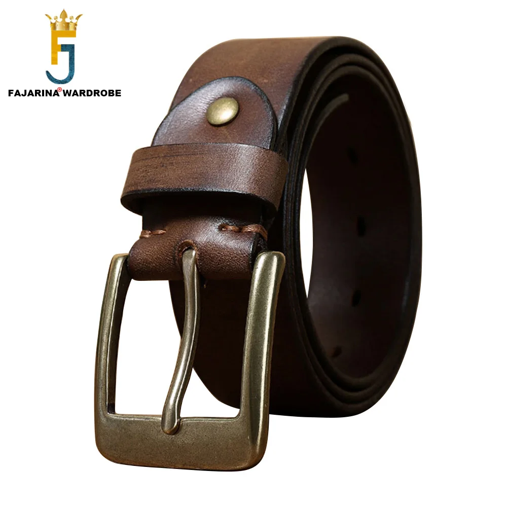 

FAJARINA Retro Style Personalized Design Solid Cowhide Leather Belt for Men 3.8cm Wide