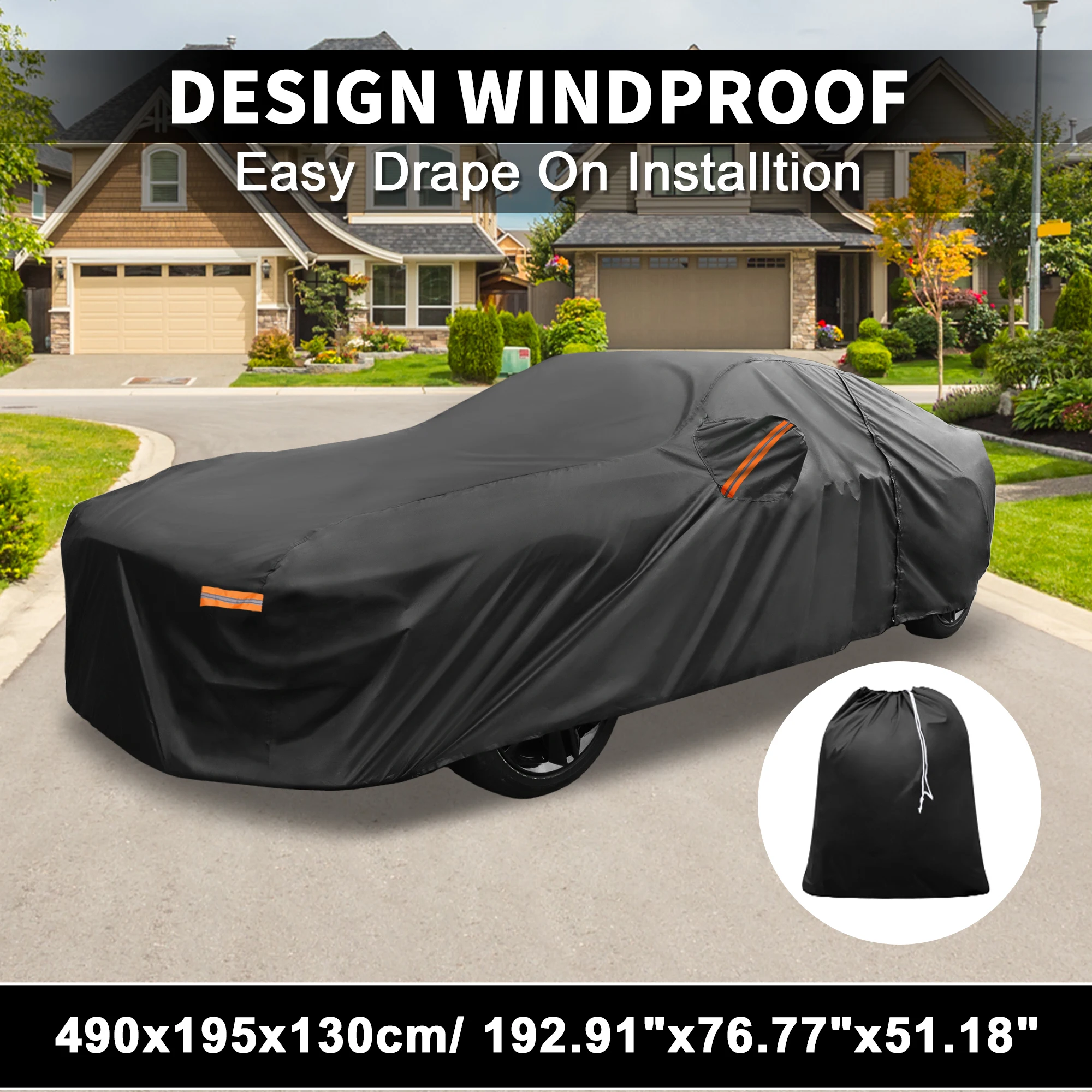 

Motoforti Car Cover W/ Left Side Door Zipper 210D-PU for Ford for Mustang