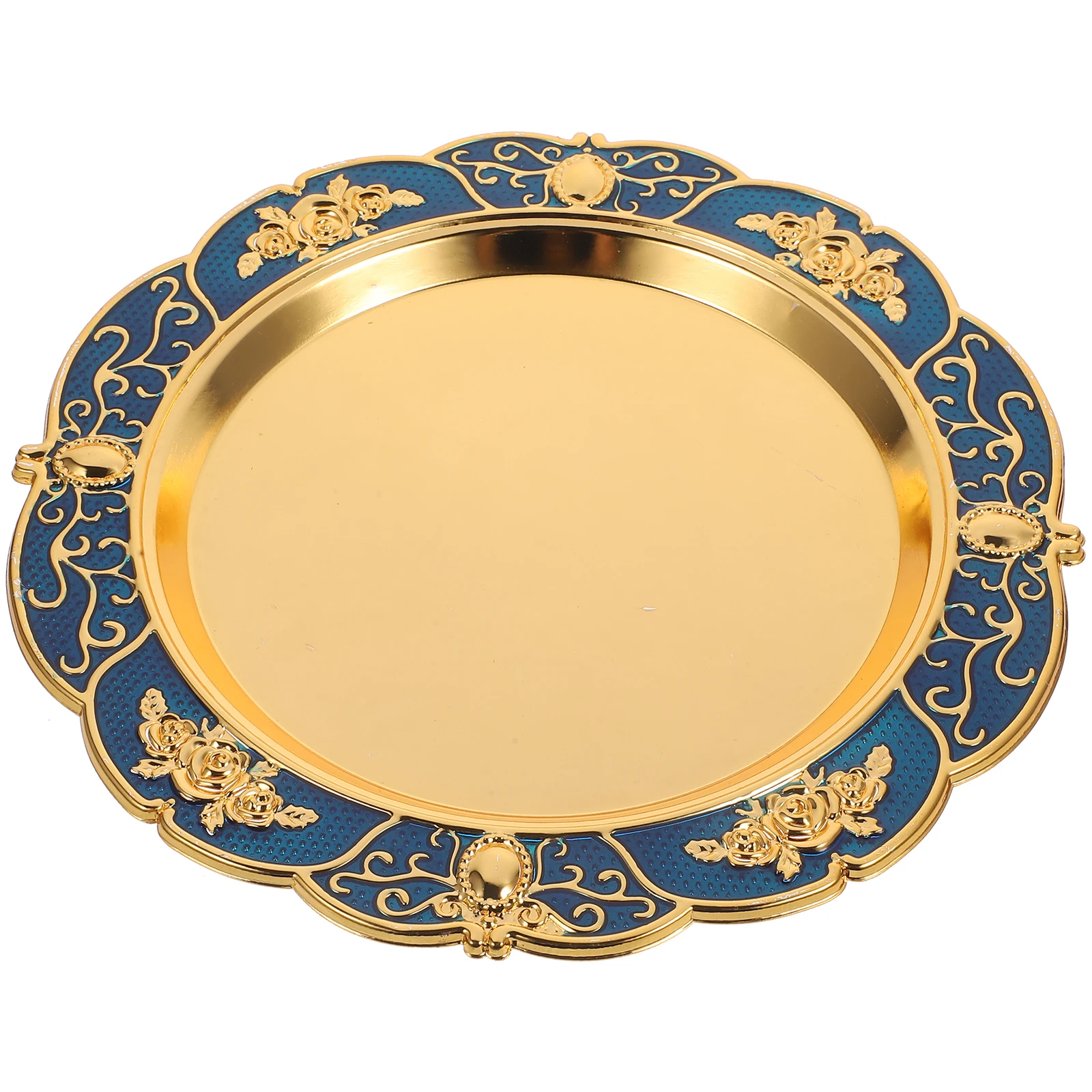 

1pc European Style Large Round Metal Fruit Tray for Home Hotel Living Room Snack Cake Serving Sturdy Smooth Surface