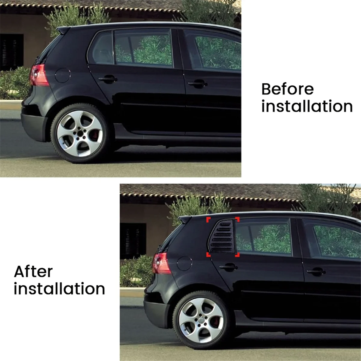 

T47C_Car Rear Window Louver Shutter Trim Cover Gloss Black