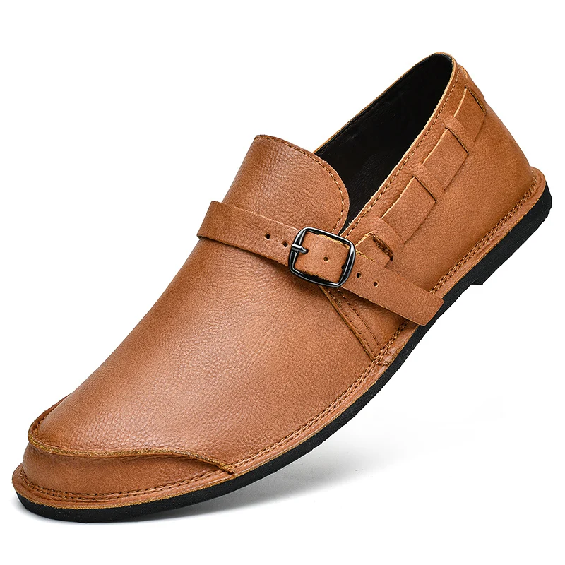 Fashionable Non-slip Casual Men's Shoes 2024 Spring New Solid Color Large Size 38-47 Men's Shoes Retro Versatile Slip-on Shoes
