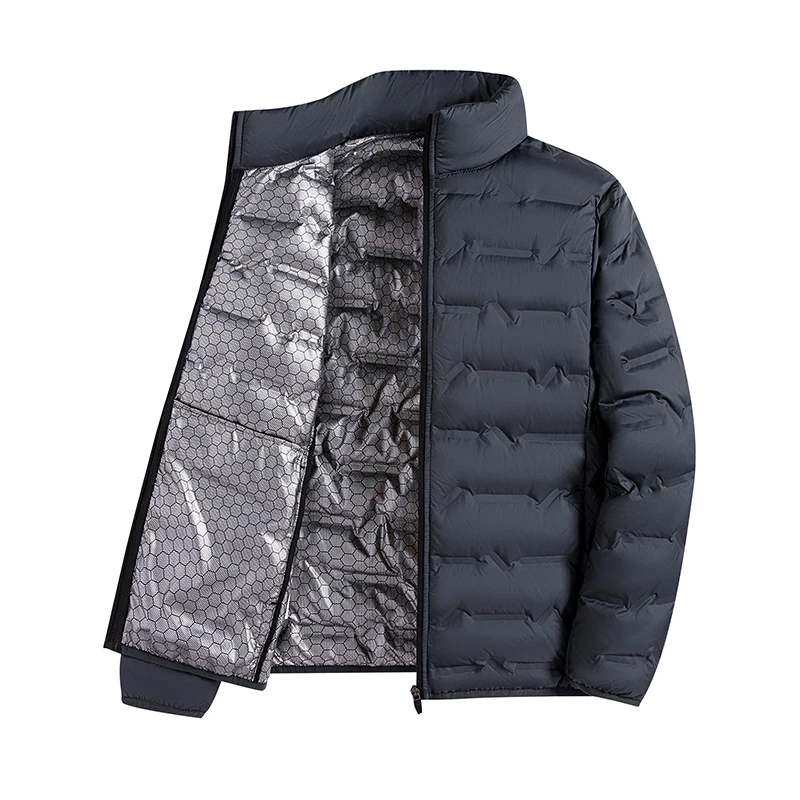 

Winter Casual Warm Men Hiking Down Jacket Outdoor Windproof Outerwear Solid Color Thicken Male Down Coats Fashion Stand Collar