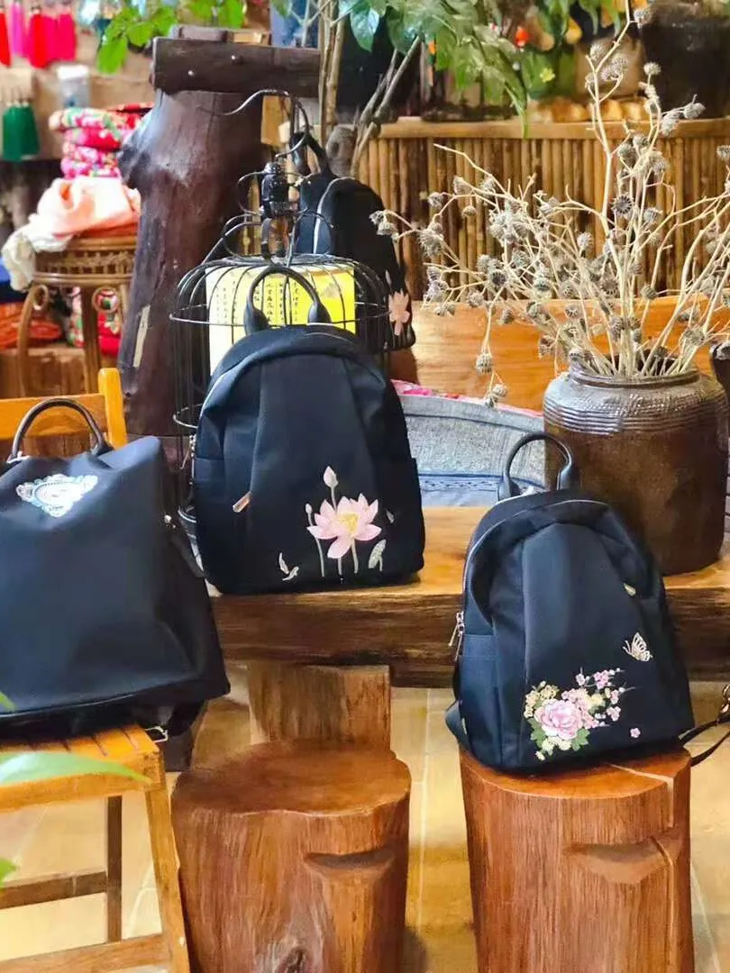 Niche Design Original Embroidery Ethnic Style Bag Female Chinese Style Fashion New Hanfu Backpack Waterproof Oxford Cloth