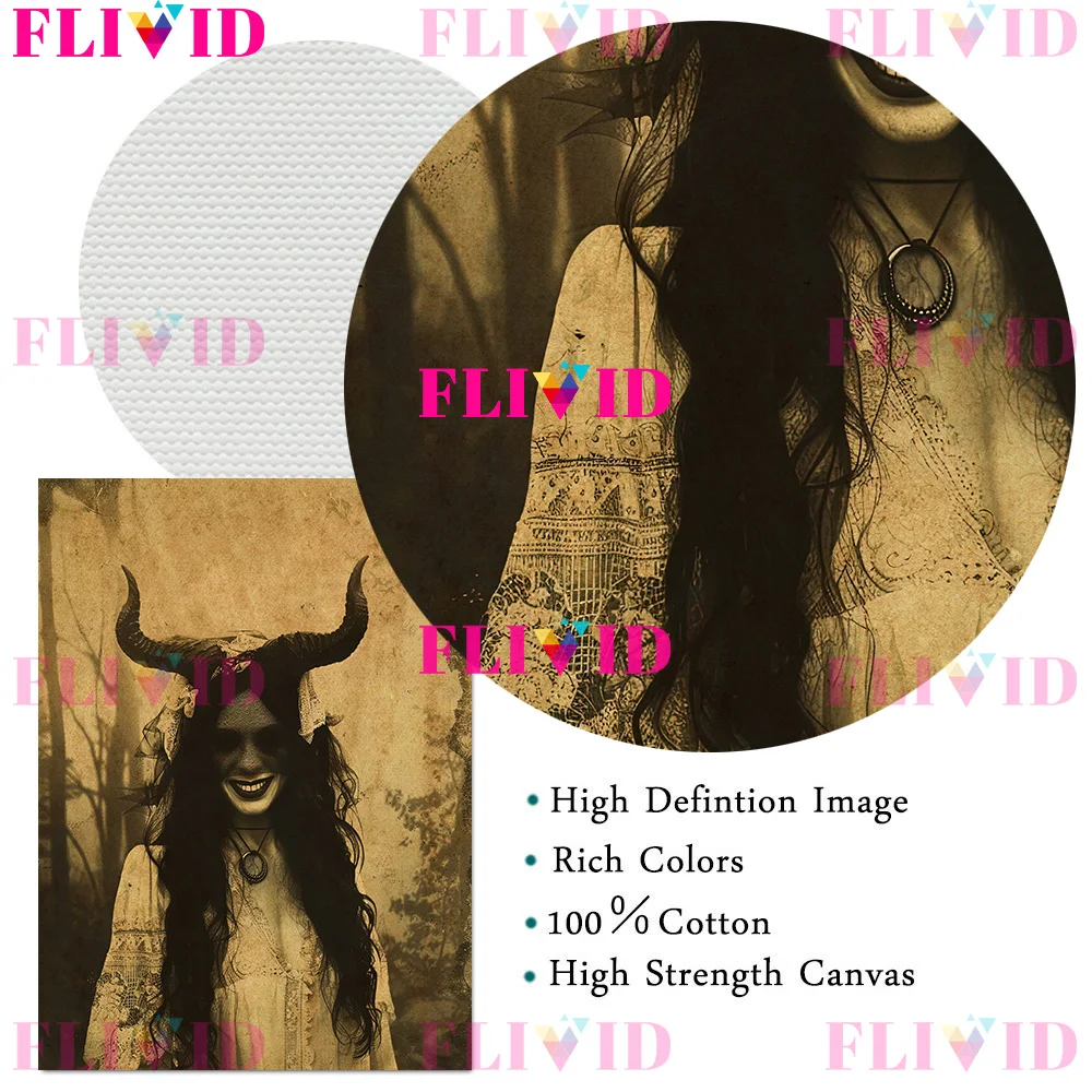 قلبي الماعز وساحرة الماعز غريب ريترو ملصق فني وطباعة ، الماعز الصبي الظلام الرعب الرسم على لوحات القماش الجدارية ديكور المنزل