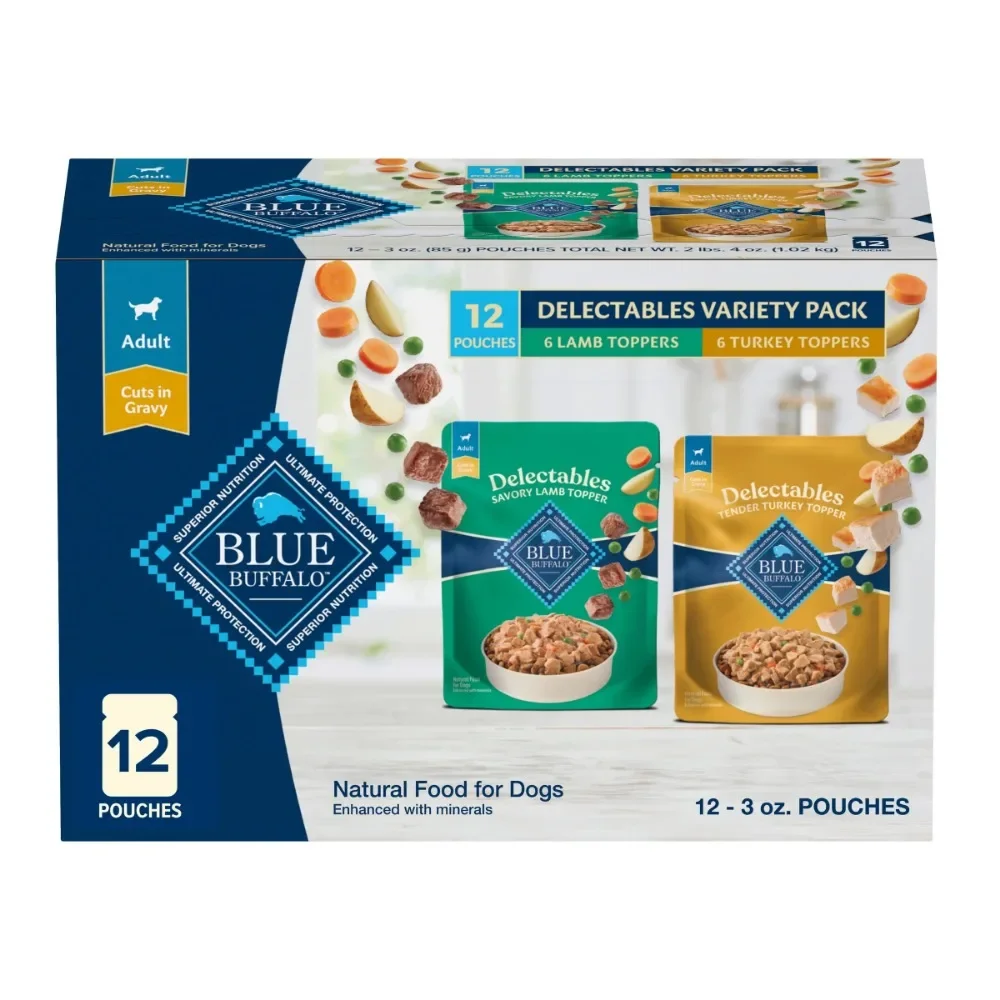 

Delectables Natural Wet Dog Food Topper Variety Pack, Lamb & Turkey Dinner 3oz (12 Pack - 6 of Each Flavor)