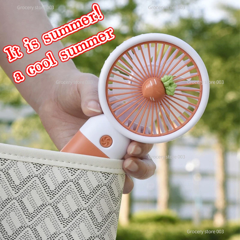 RF643 Summer Handheld USB Rechargeable Mini Fan Flowers Fruit Decoration Portable Cooling Fan with Mobile Phone Holder Function