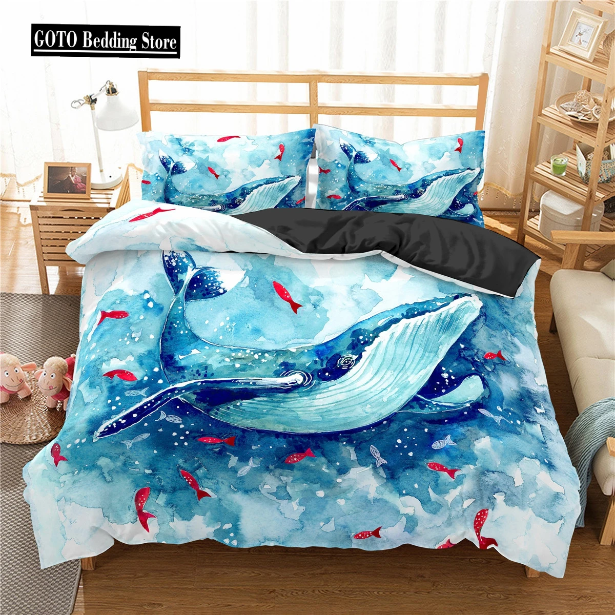 

Ropa De Cama 3D Print Blue Shark Quilt Bedclothes Cover US,AU,EU Double Size 2/3pcs Beddings 200x200 Bed Comforter Set Brushed