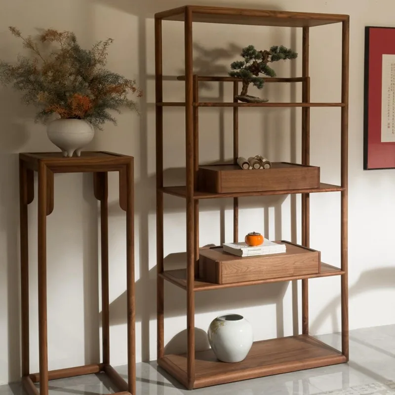New Chinese-style North American black walnut bogu frame, Song-style aesthetics, Duobao Pavilion, wabi-sabi wind, zen solid