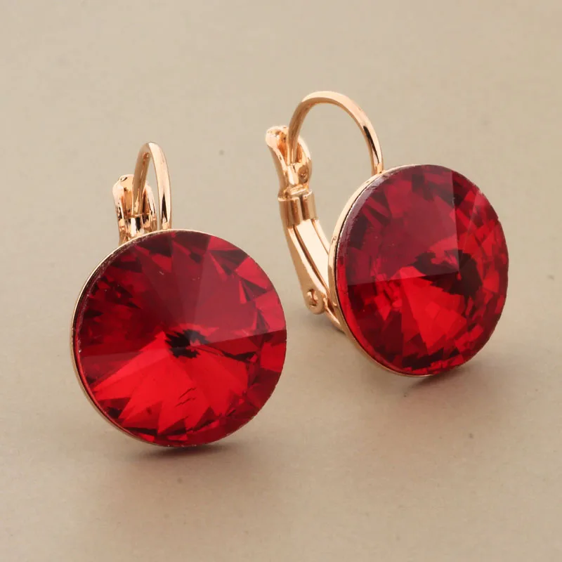 New Trendy Color 14mm Round Multicolor Dangle Earrings Women Fashion  Jewelry 585 Rose Gold Color Party Simple Earrings