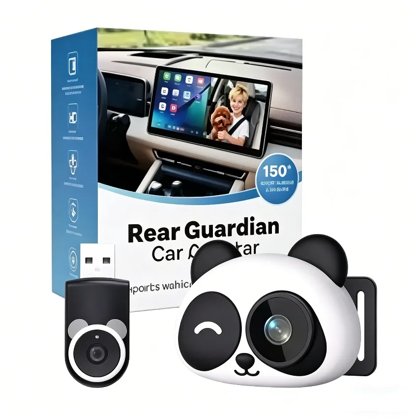 Wireless CarPlay Baby Monitor Camera Adapter Rearview InCar Infant Pet Monitor Wired-to-Wireless Box Plug&Play for Car Backseat