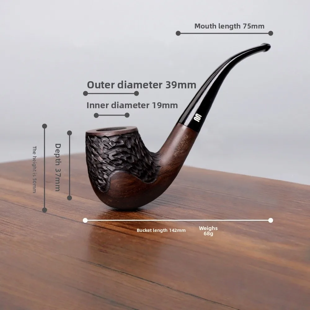 

Wooden Smoking Pipe Handcrafted Ebony Tobacco Pipe with Copper Bowl