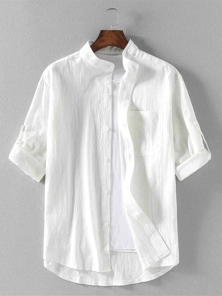 

Men's Linen Short Sleeve Shirt Casual Loose Cotton Linen Material Breathable Summer Fashion Youth Popular Spring Autumn Wear