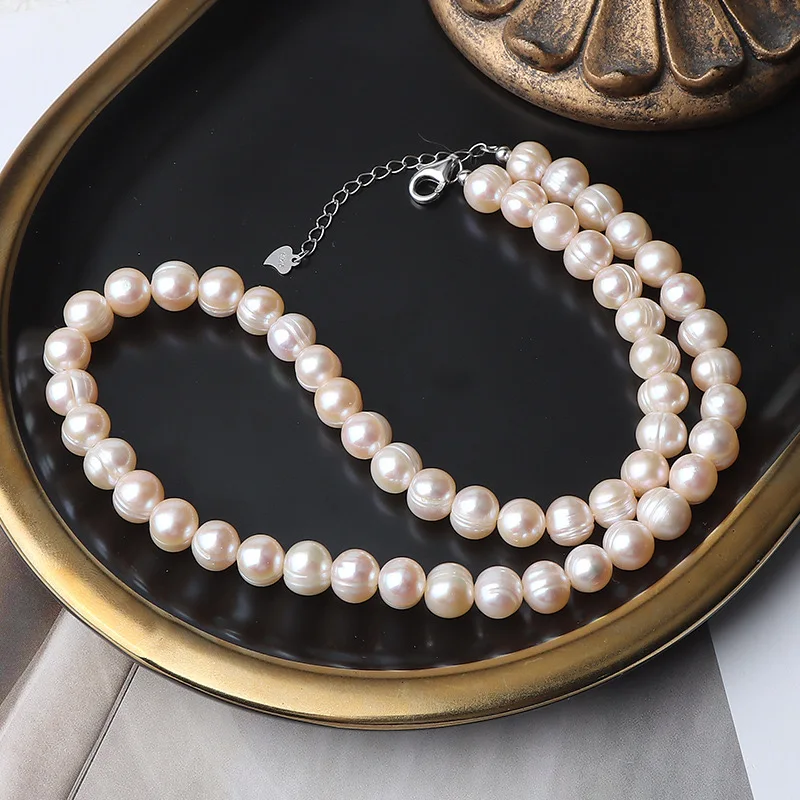 White Natural Pearl Necklace 8-9mm  Freshwater Pearl Choker Necklace For Women Fashion Jewelry Gift