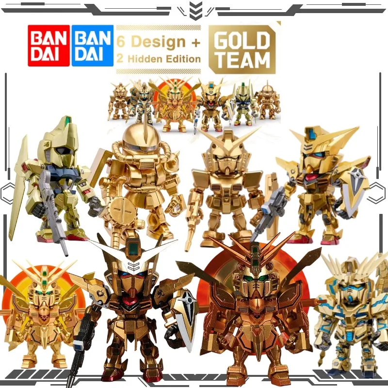 

Bandai Original QMSV Mini Golden Mecha Figurine Classic Gundam Series Anime Character Model Ornament Gift for Fans Collectible