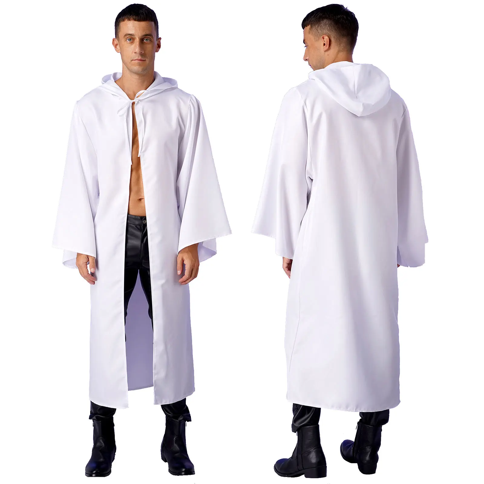 Mens The Star Wars Warrior Cosplay Costume Halloween Theme Party Christmas Role Play Clothes Tunic Tie Hooded Robe Cloak Cape