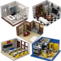 MOC City House Room Building Blocks Classroom Bedroom Kitchen Bricks Toys Kids Gift