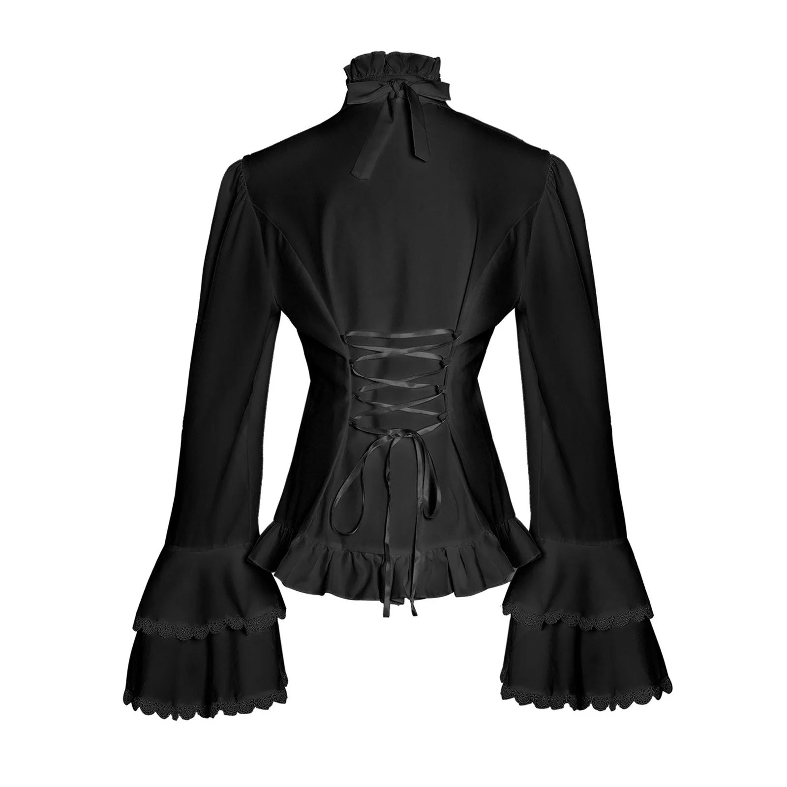 2024 Medieval Costume Steampunk Victorian Top Inner Style Costume for Women European and American Style Pleated Shirt