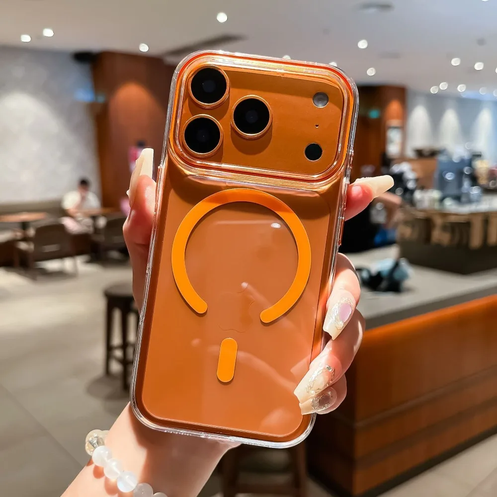 Coque de téléphone magnétique transparente de luxe, couverture rigide pour iPhone 17 16 15 14 13 12 Pro Max Plus Air pour Charge sans fil Magsafe, coque iphone 17 15 14 pro max