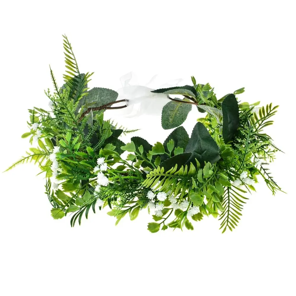 

Греческий свадебный венок-корона из листьев, зеленый ободок, богемный головной убор, греческая свадебная украса NC13