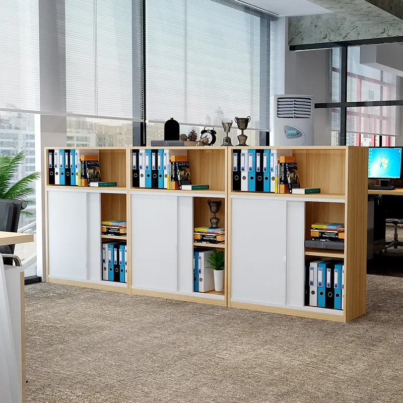 Office cabinets, sliding doors, small filing cabinets, low , wooden document cabinets, printer , storage partiti