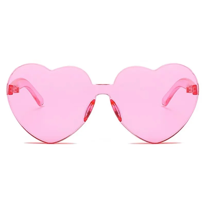 New In Heart Loving Sunglasses for Women Jelly Color Frameless Heart Shaped One-piece Glasses Dazzling Color Glasses