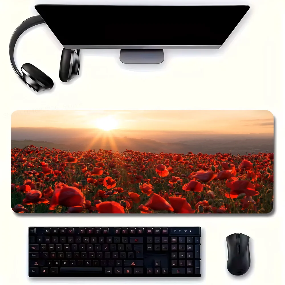 Poppy Flowers U-Unikkos Mousepad Non-slip Suitable For Office Computers Laptops E-sports Game Desk Mats XXL Keyboard