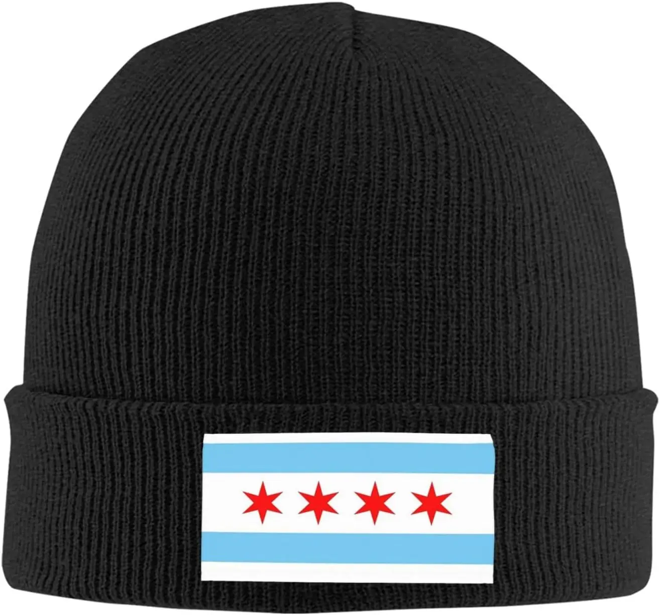 Cute Flag Knit Hat Men Women Soft Warm Winter Hats Patriotic Flag Ski Beanie Cap Black 2