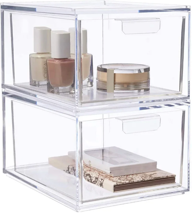 

Transparent Simple Desktop Drawer Cosmetic Storage Box Can Be Stacked To Store Dustproof Stationery Sundries Organizer Box