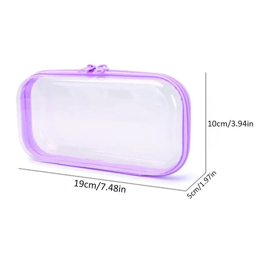 1pc Dual‑zipper Clear Hard Shell Organizer Case, Storage Pouch, Ideal for School Pen Supplies, Makeup Item Collection, XJM