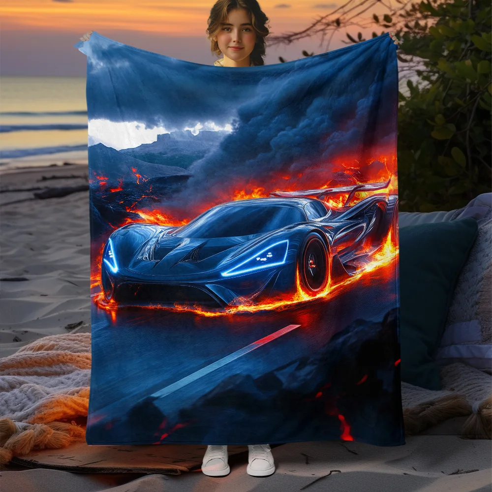 Speed Racer Flannel Throw Blanket Ultra Soft Racing Car Design All Season Cozy Comfort for Travel Home Decor Gift