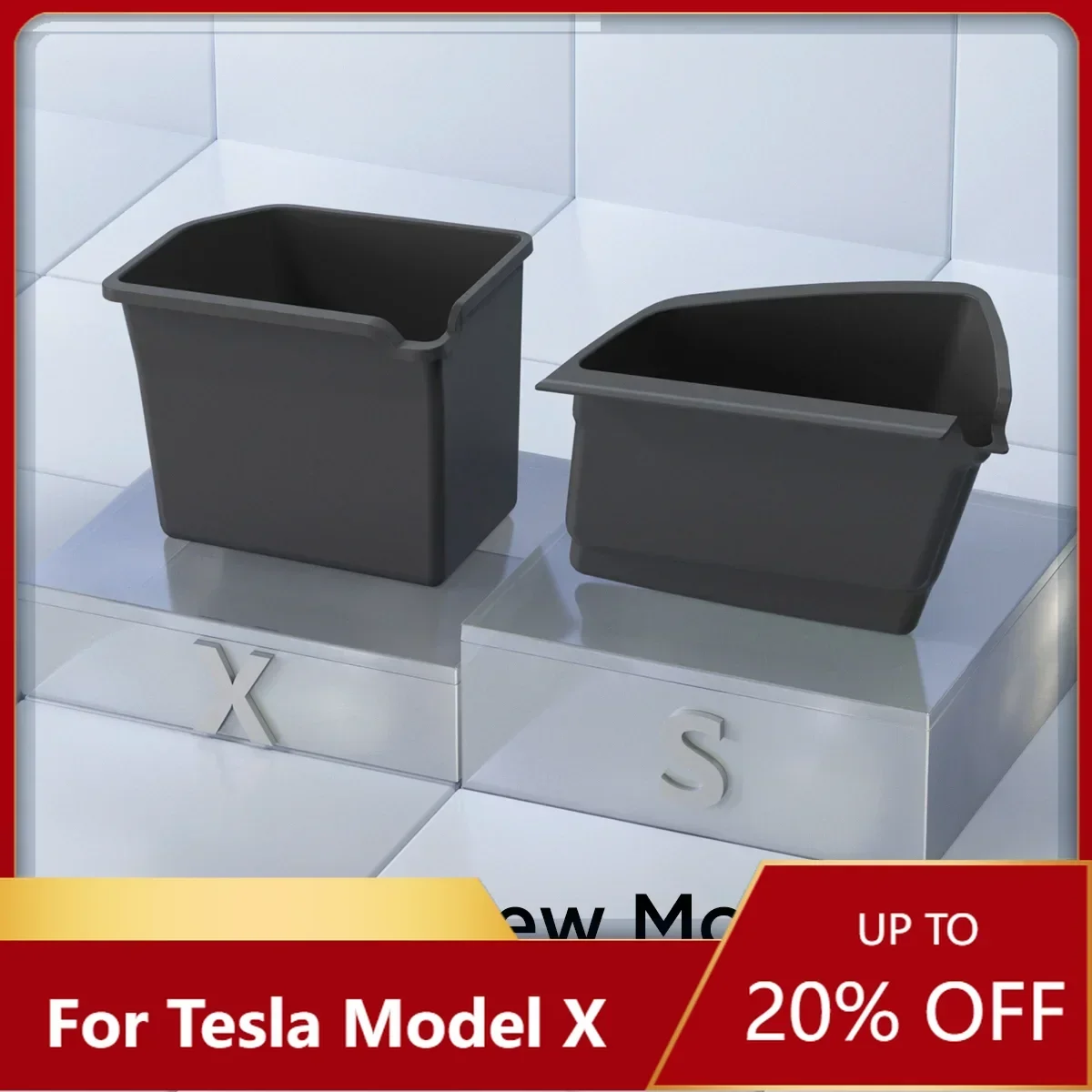 

New！ For Tesla Model X Rear Trunk Storage Box 2024 Car Interior Accessories Model S Side Organizer Tidying Storage Bucket 2023