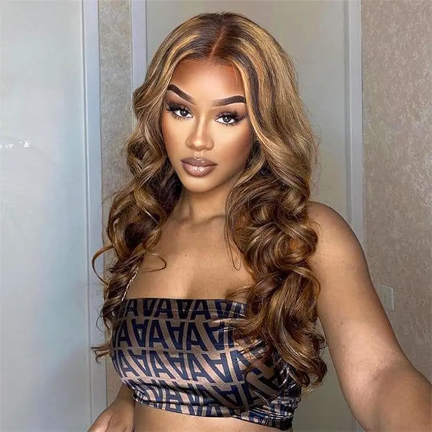 30 inch 13x4 13x6 Highlight Hd Lace Frontal Wig Body Wave Human Hair Wigs Pre Plucked Ombre Blonde Highlight Wig Human Hair