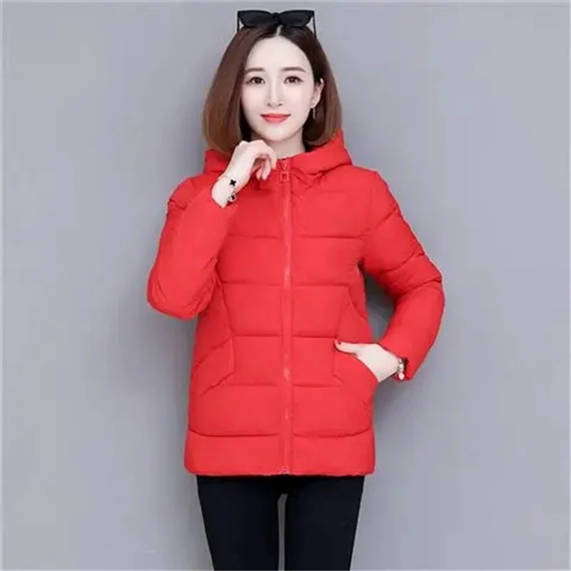 2023 New Down Cotton Jacket Women\'s Winter Coat  lady\'s Lightweight Padded Jacket lady\'s Padded Jacket Autumn Hooded Outwear Red