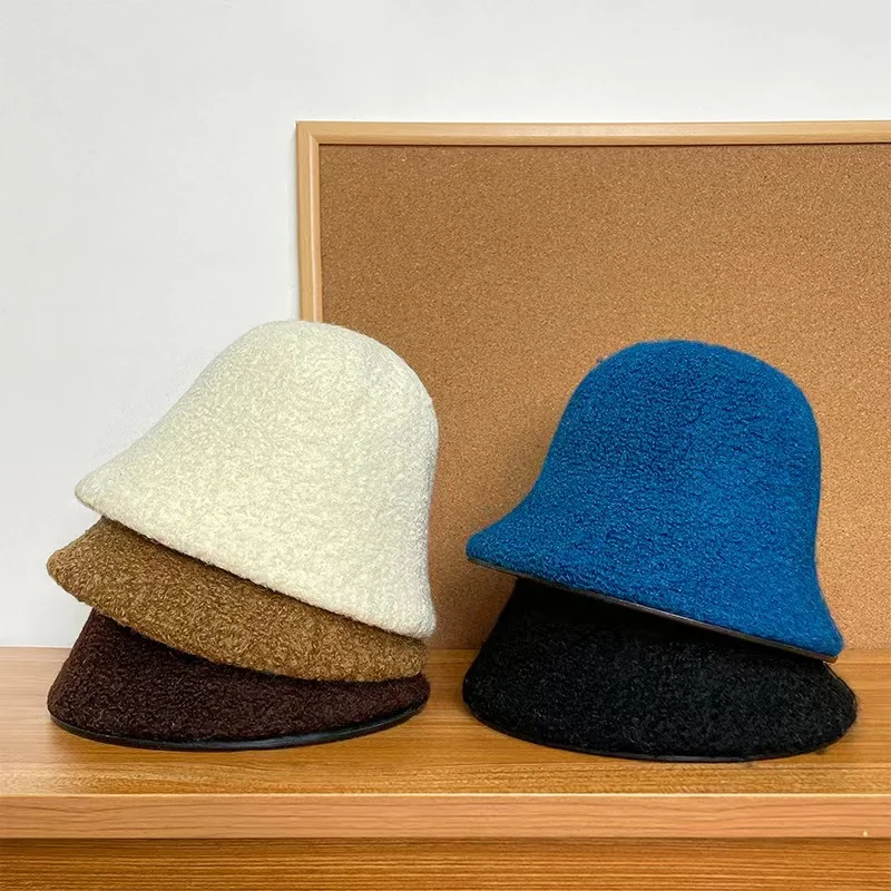 

Wool Bucket Hat for Women 2024 Autumn Winter New Japanese Fisherman Hat Warmth Versatile Basin cap Outdoor Panama Designer Hat