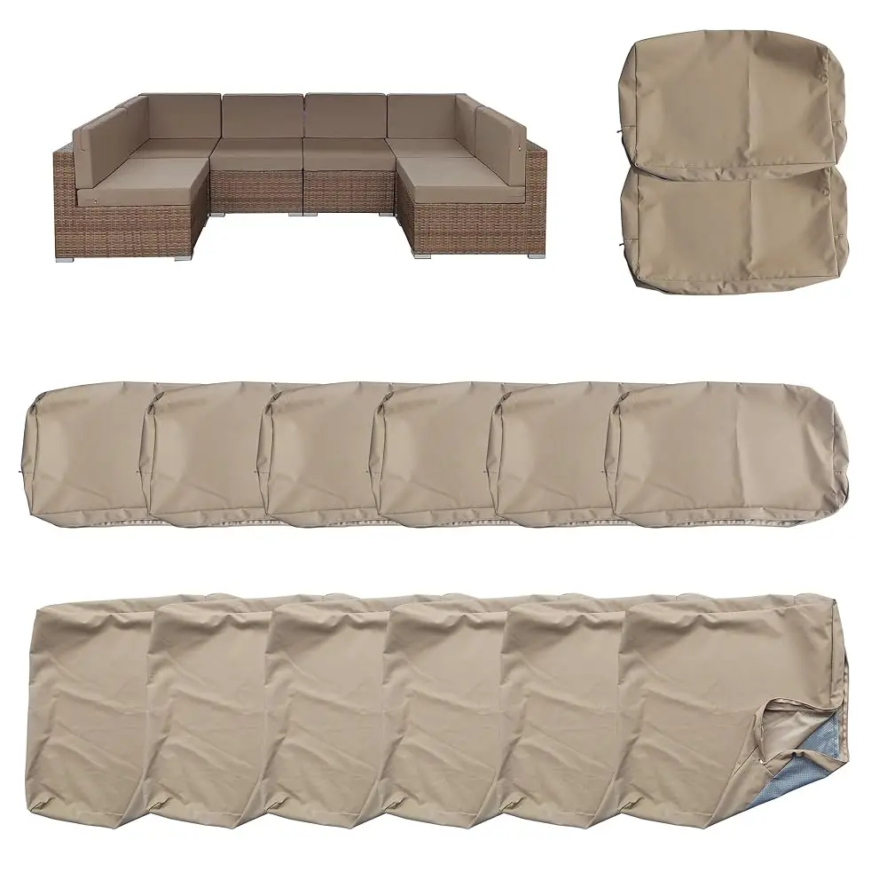 

14 Pa Outdoor Cushion Covers For Patio Furniture Replacement Waterproof Patio Sofa Cushion Slipcovers With Zipper & Non Slip